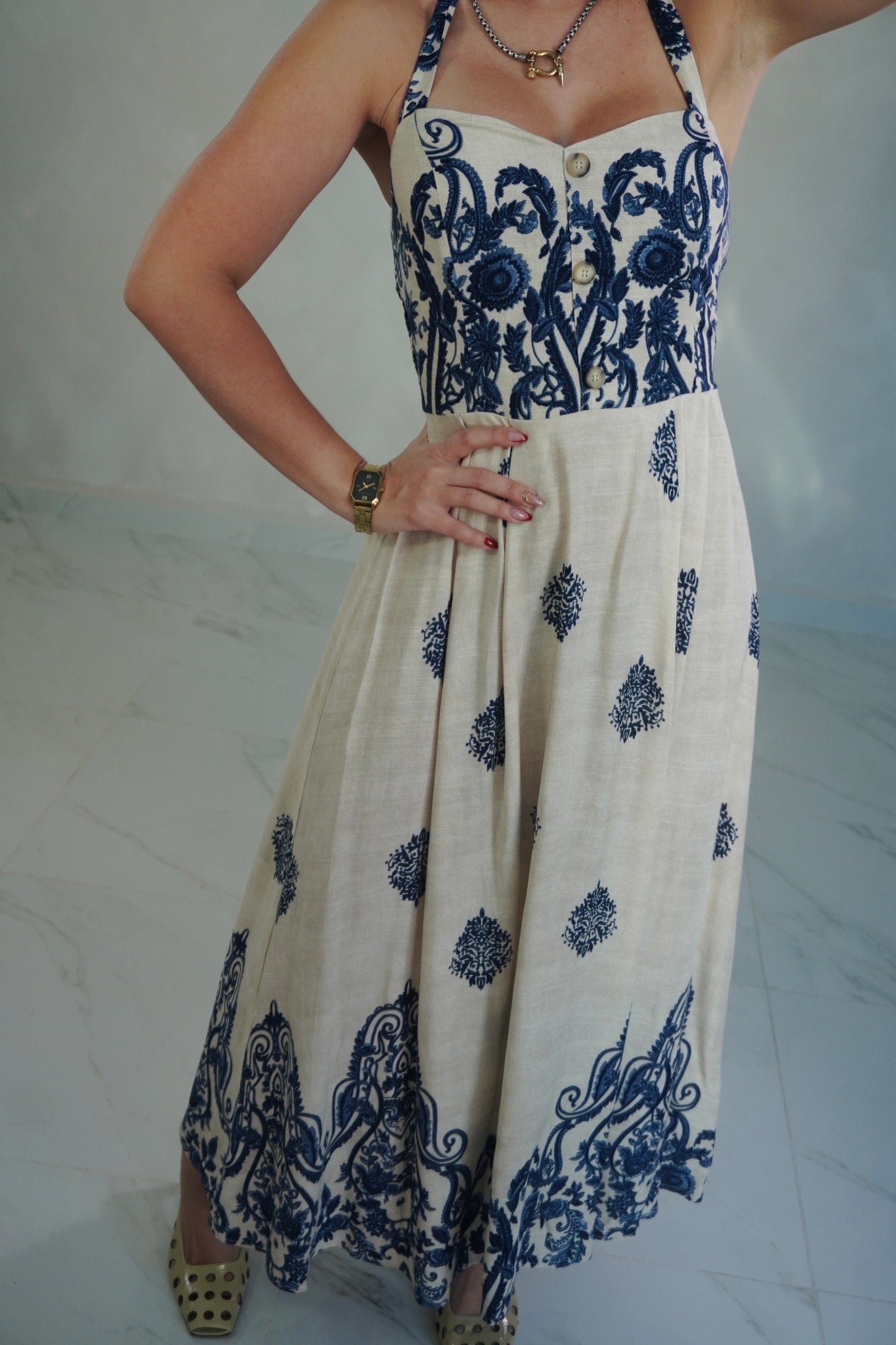 HALTER MIDI DRESS