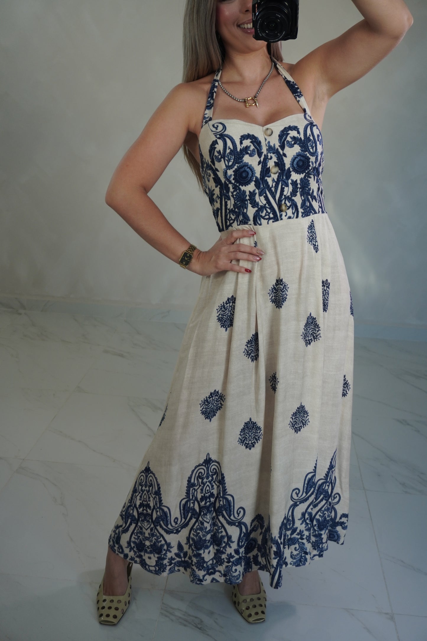 HALTER MIDI DRESS