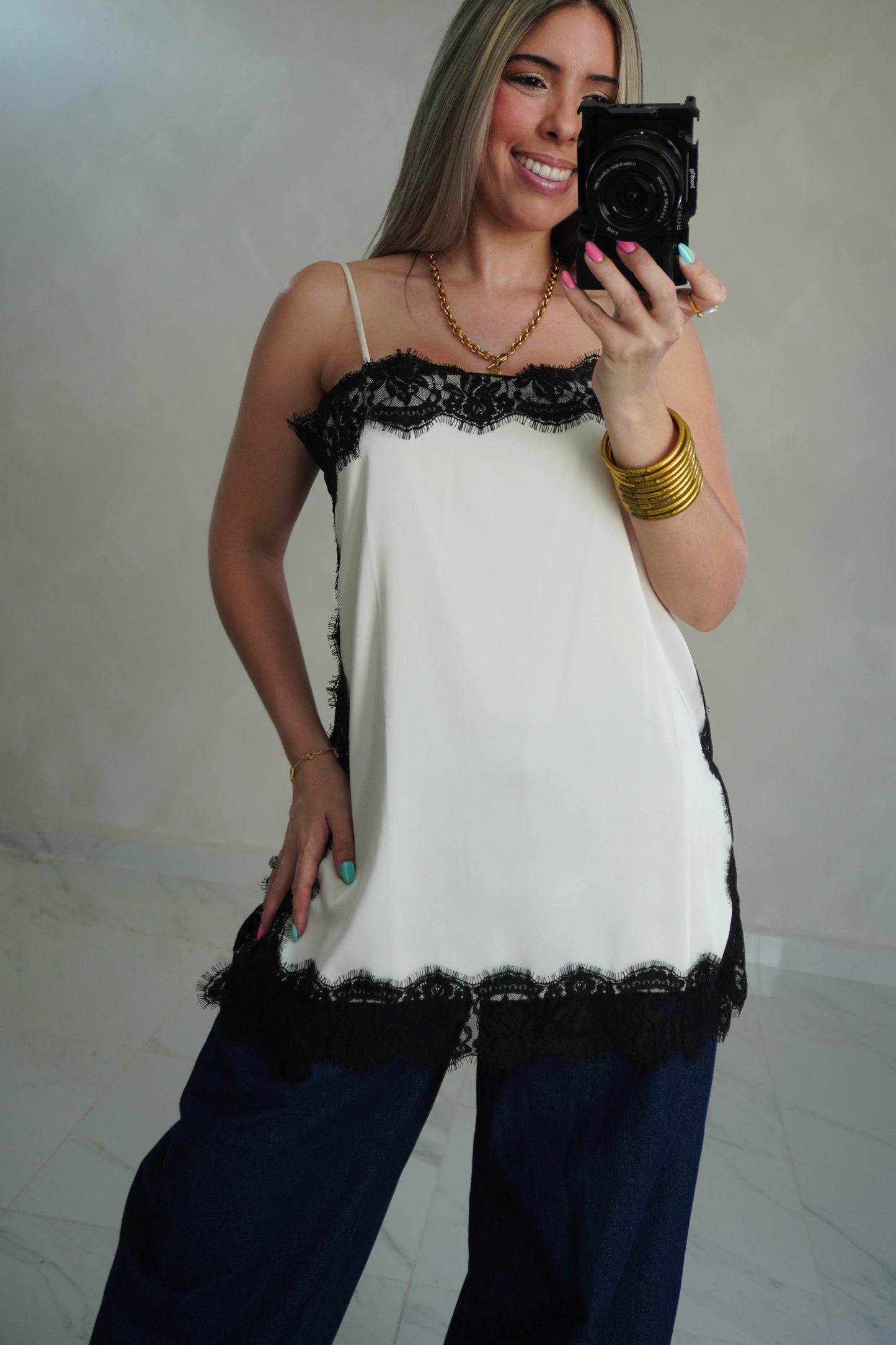 SATIN LACE TOP
