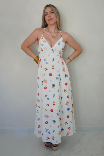 TROPICAL PRINT MIDI DRESS
