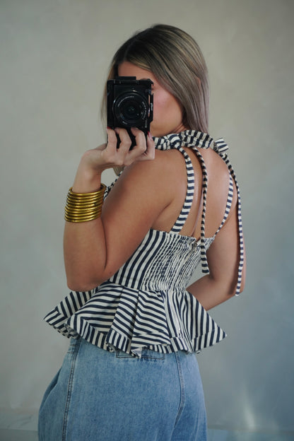 PEPLUM BOW TIE TOP