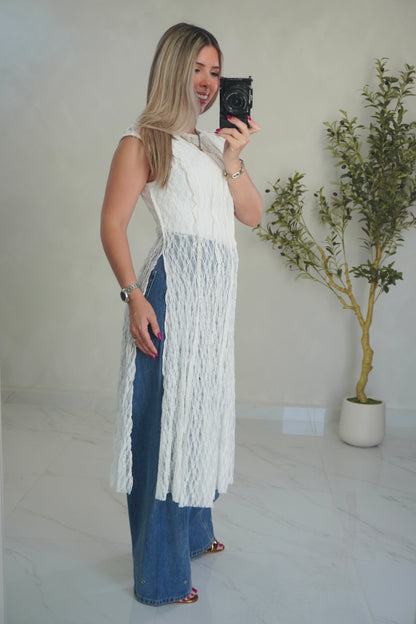 SHEER LACE OVERLAY DRESS