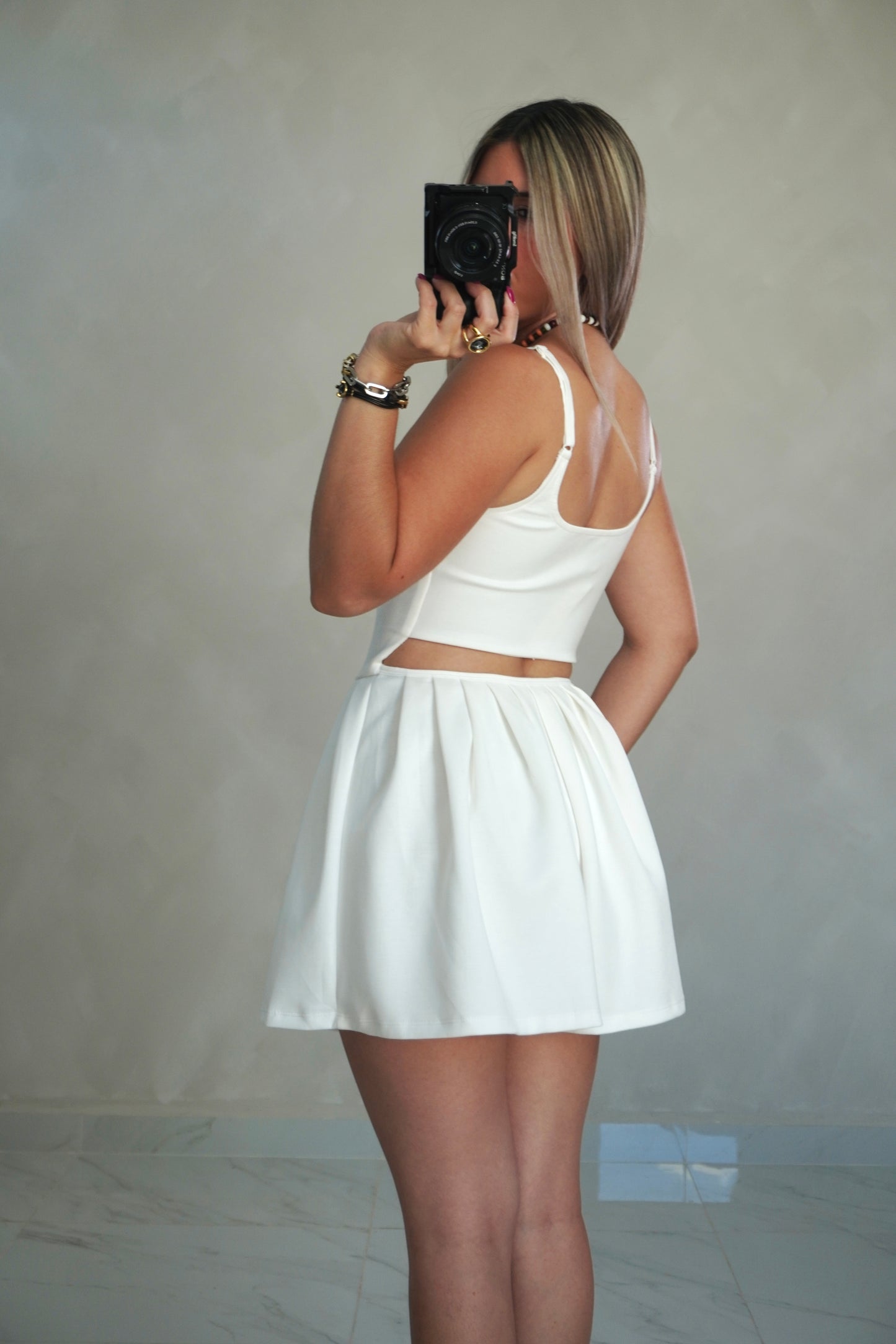 SCUBA CUT OUT ROMPER - WHITE