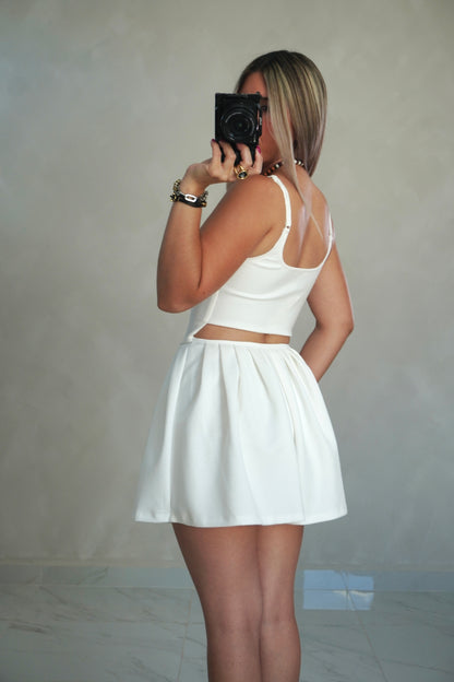 SCUBA CUT OUT ROMPER - WHITE