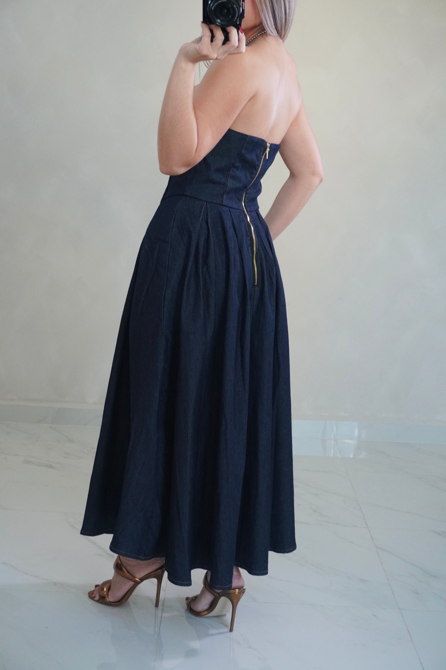DARK DENIM MIDI DRESS