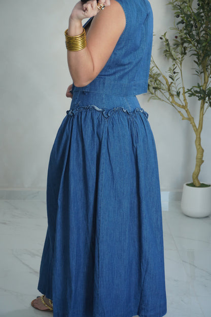 SCALLOP DENIM SKIRT SET