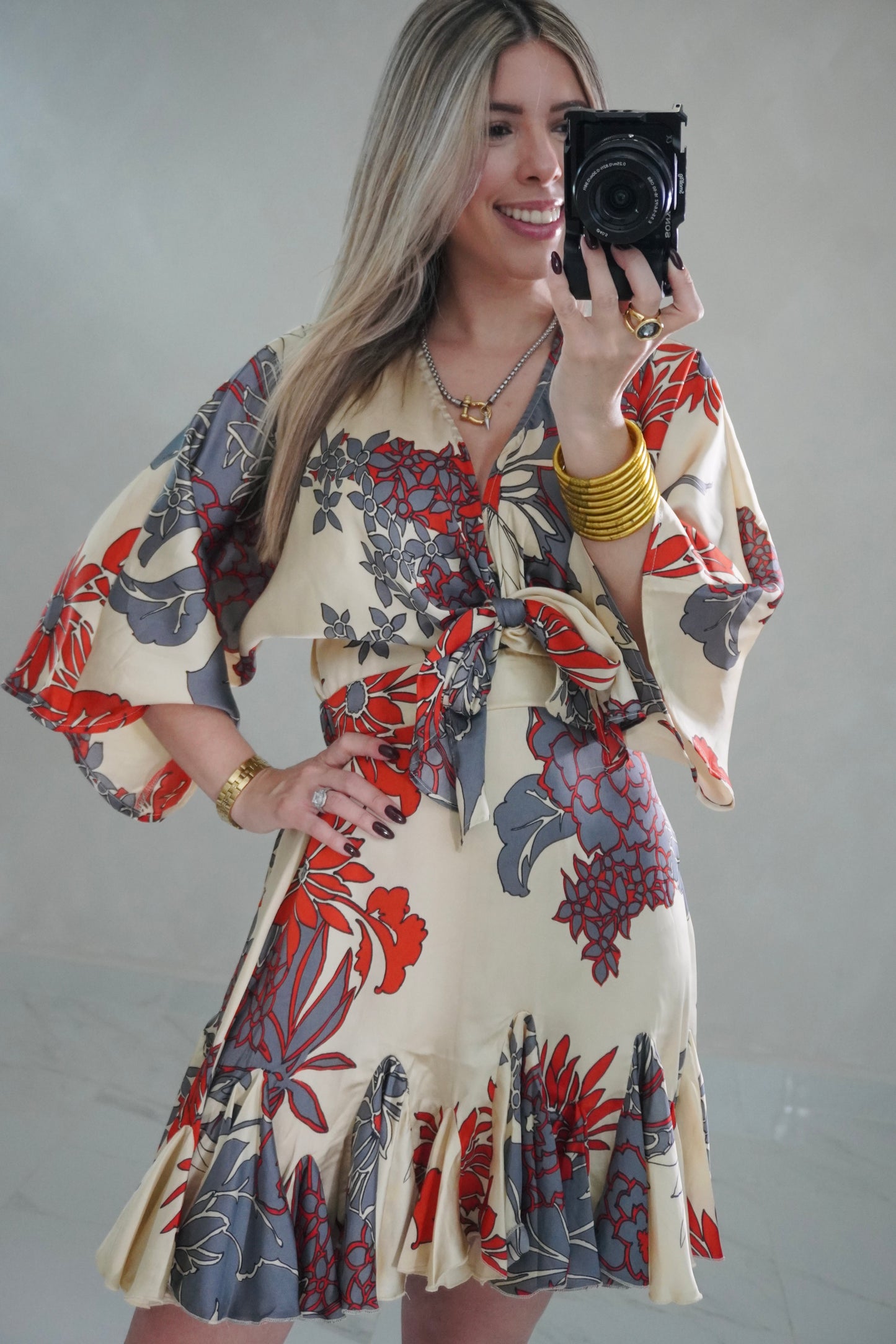 KIMONO SLEEVE MINI DRESS