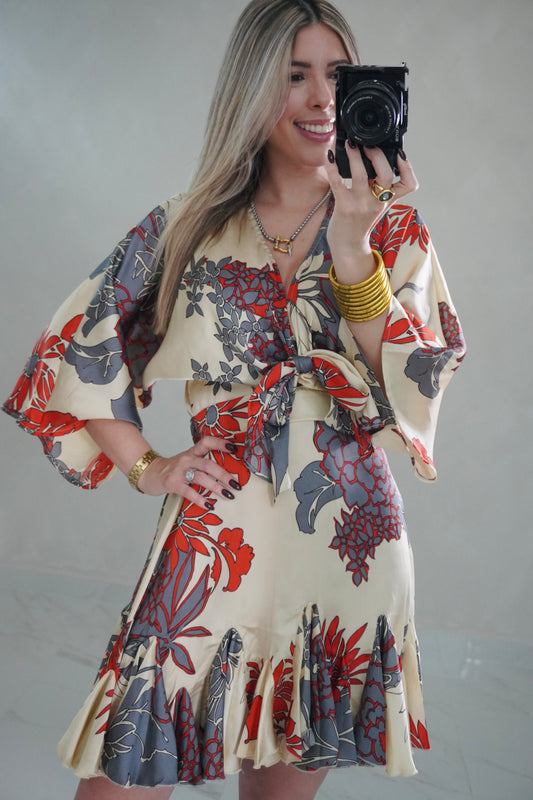 KIMONO SLEEVE MINI DRESS
