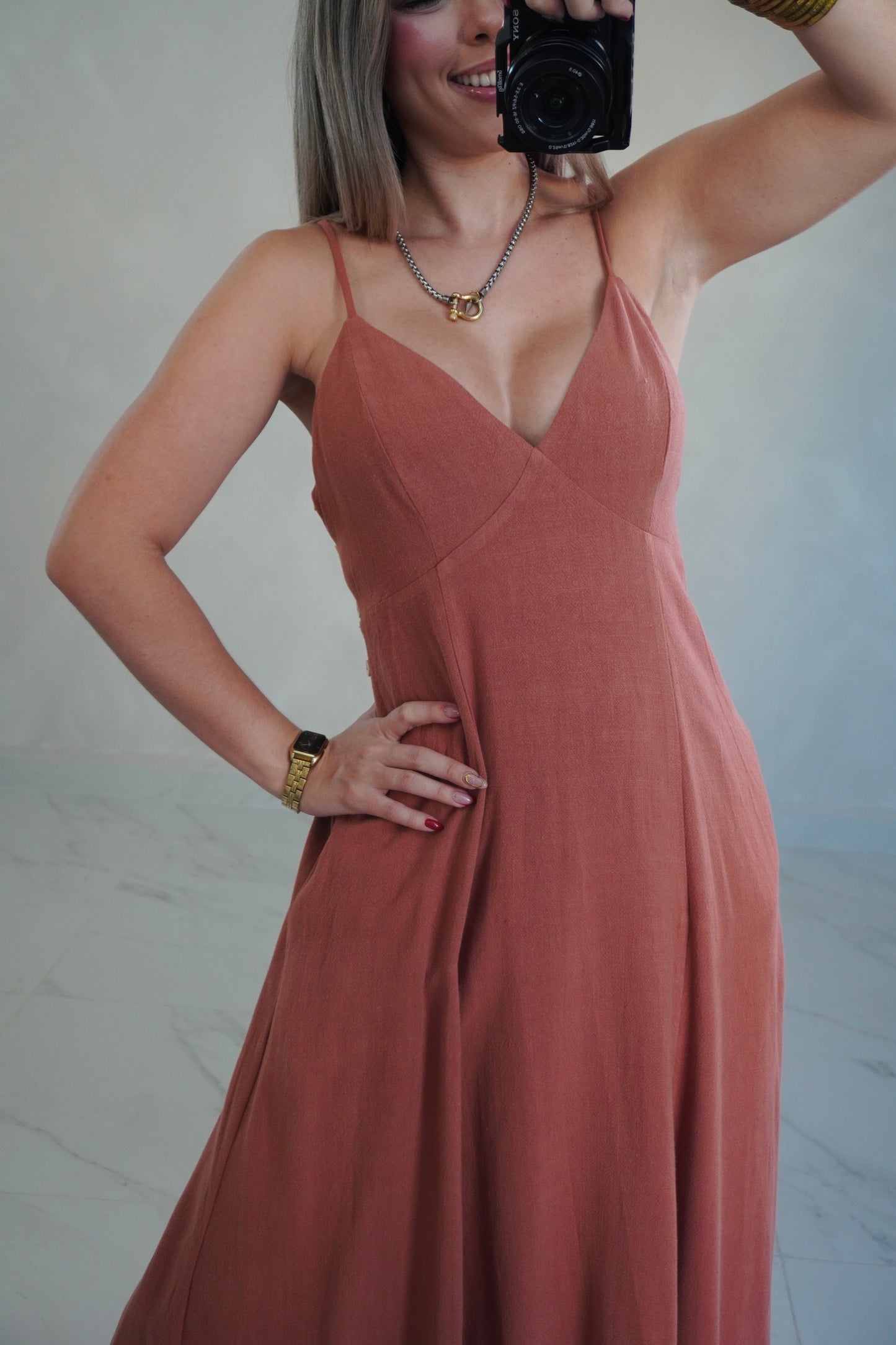 TERRA COTTA MIDI DRESS
