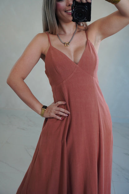 TERRA COTTA MIDI DRESS
