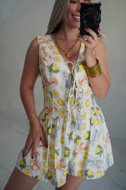 YELLOW PRINTED ROMPER