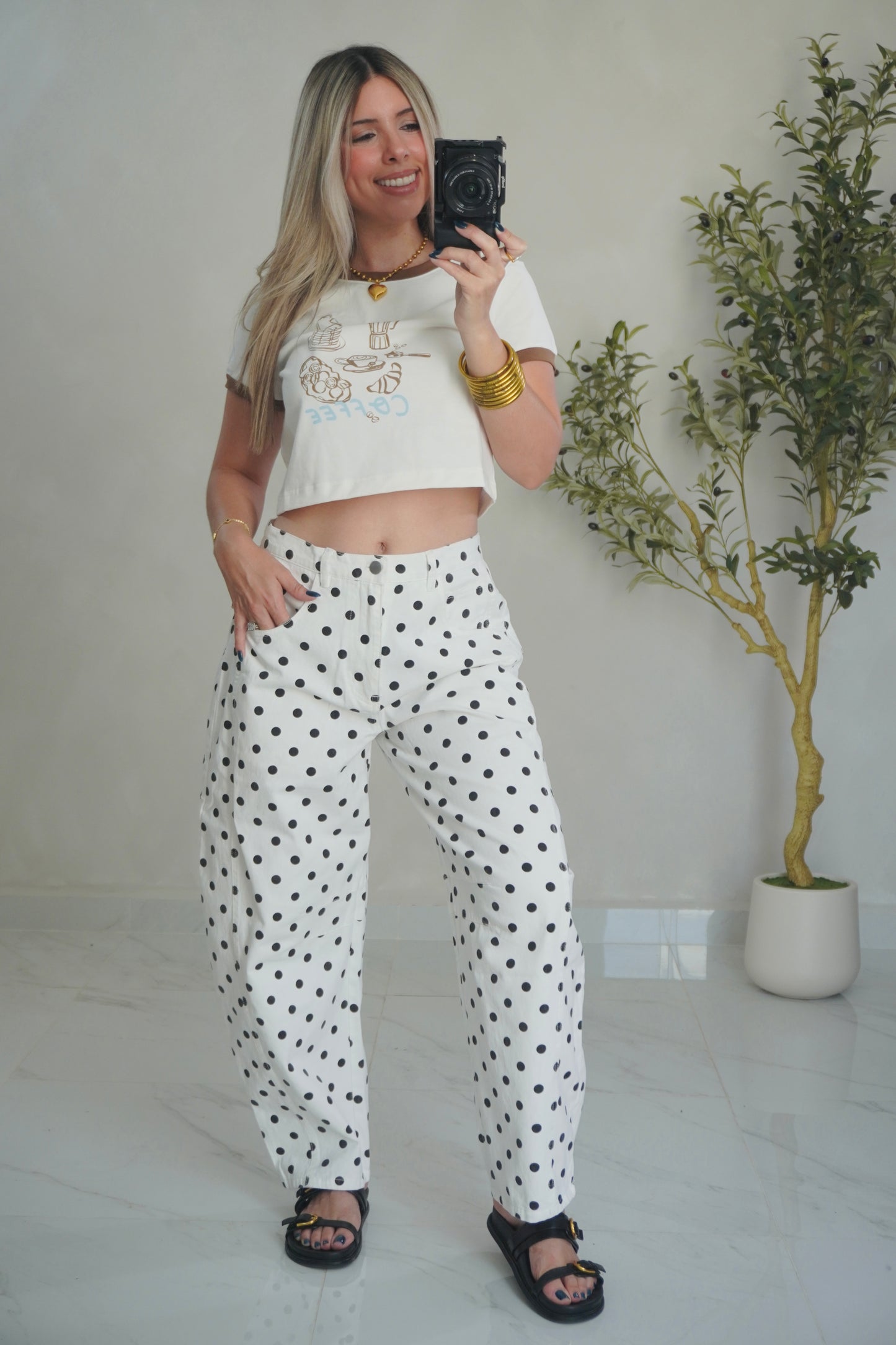 POLKA DOT BARREL JEAN
