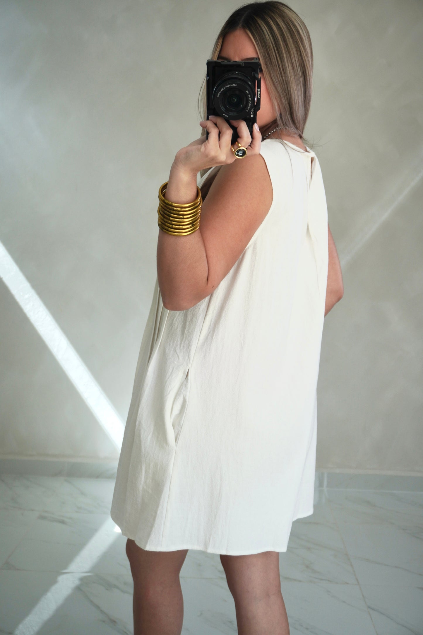 WHITE PLEATED ROMPER