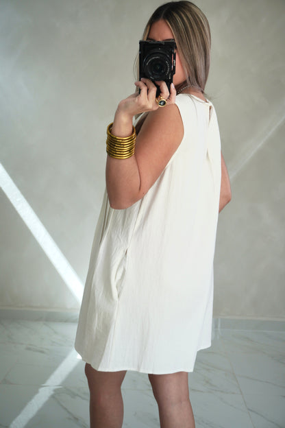 WHITE PLEATED ROMPER