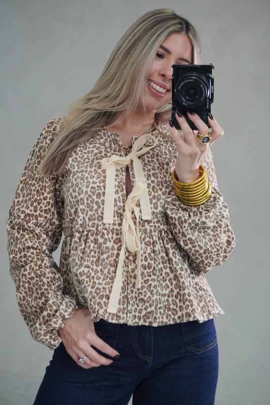 FRONT TIE VELVET TOP