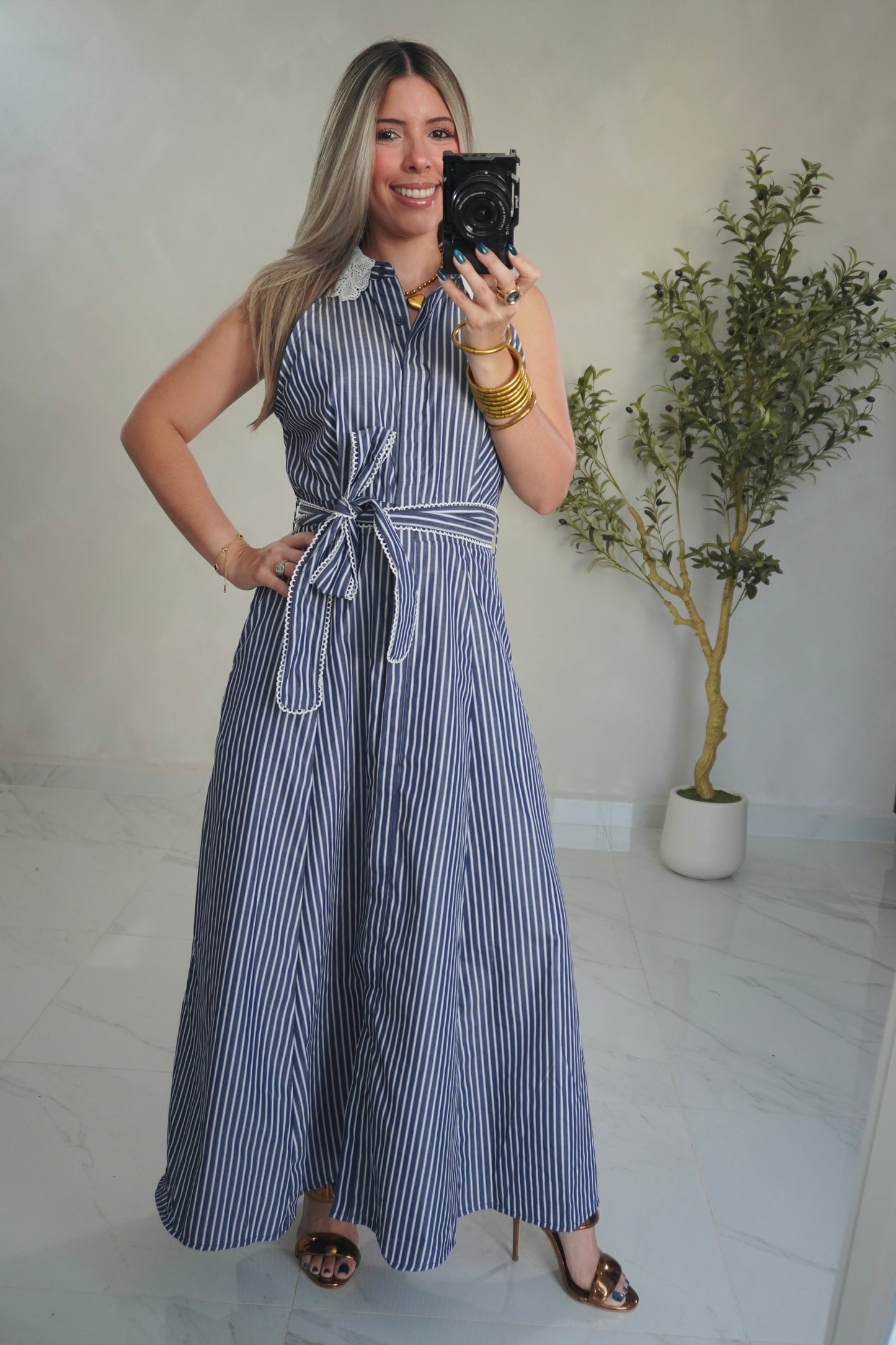 DENIM STRIPED SHIRT DRESS