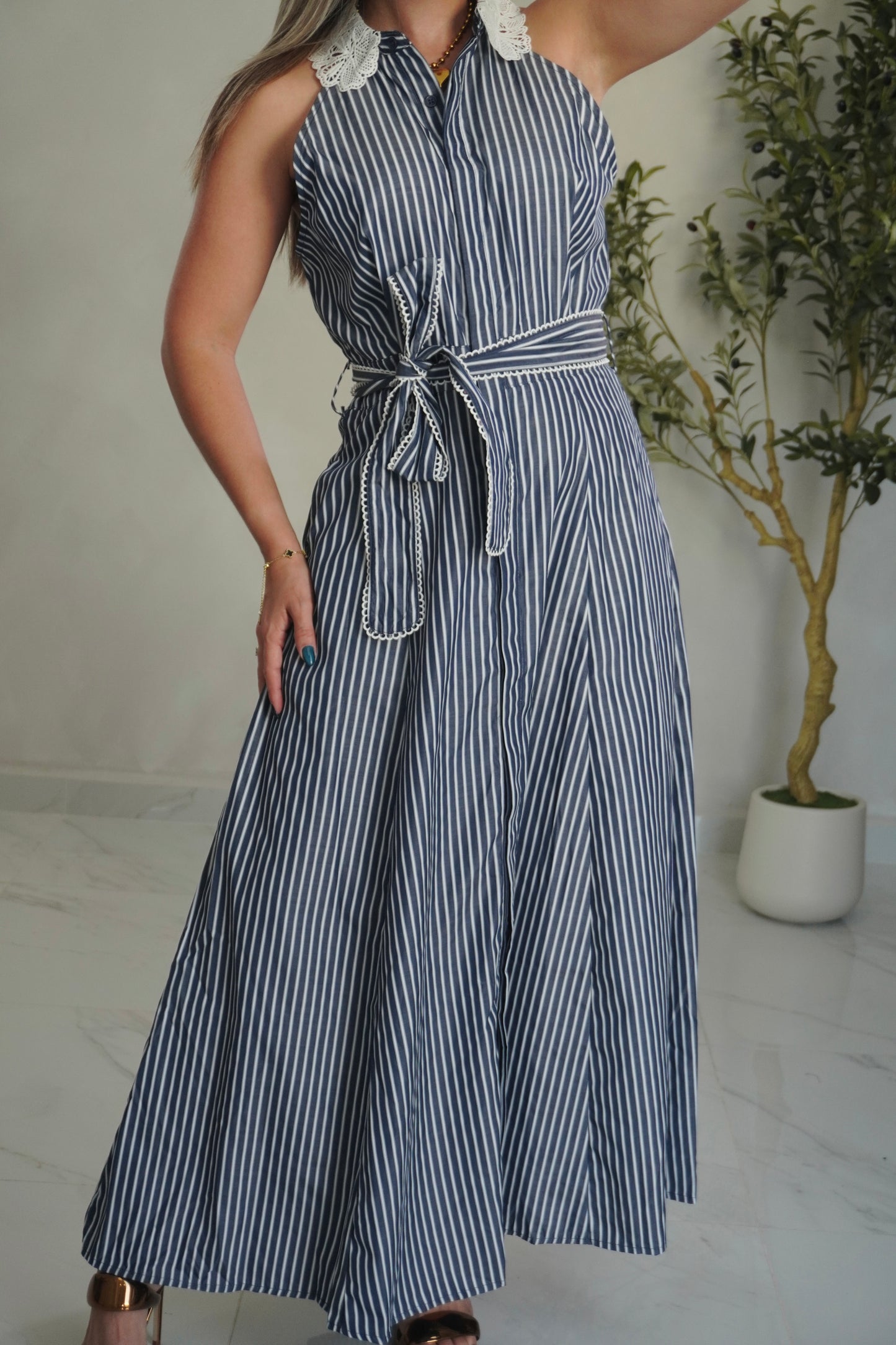DENIM STRIPED SHIRT DRESS