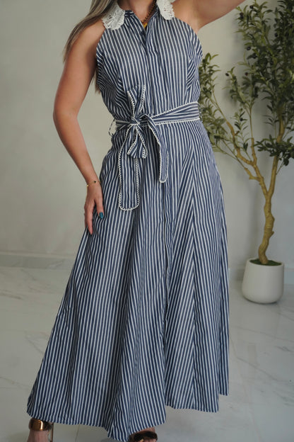 DENIM STRIPED SHIRT DRESS