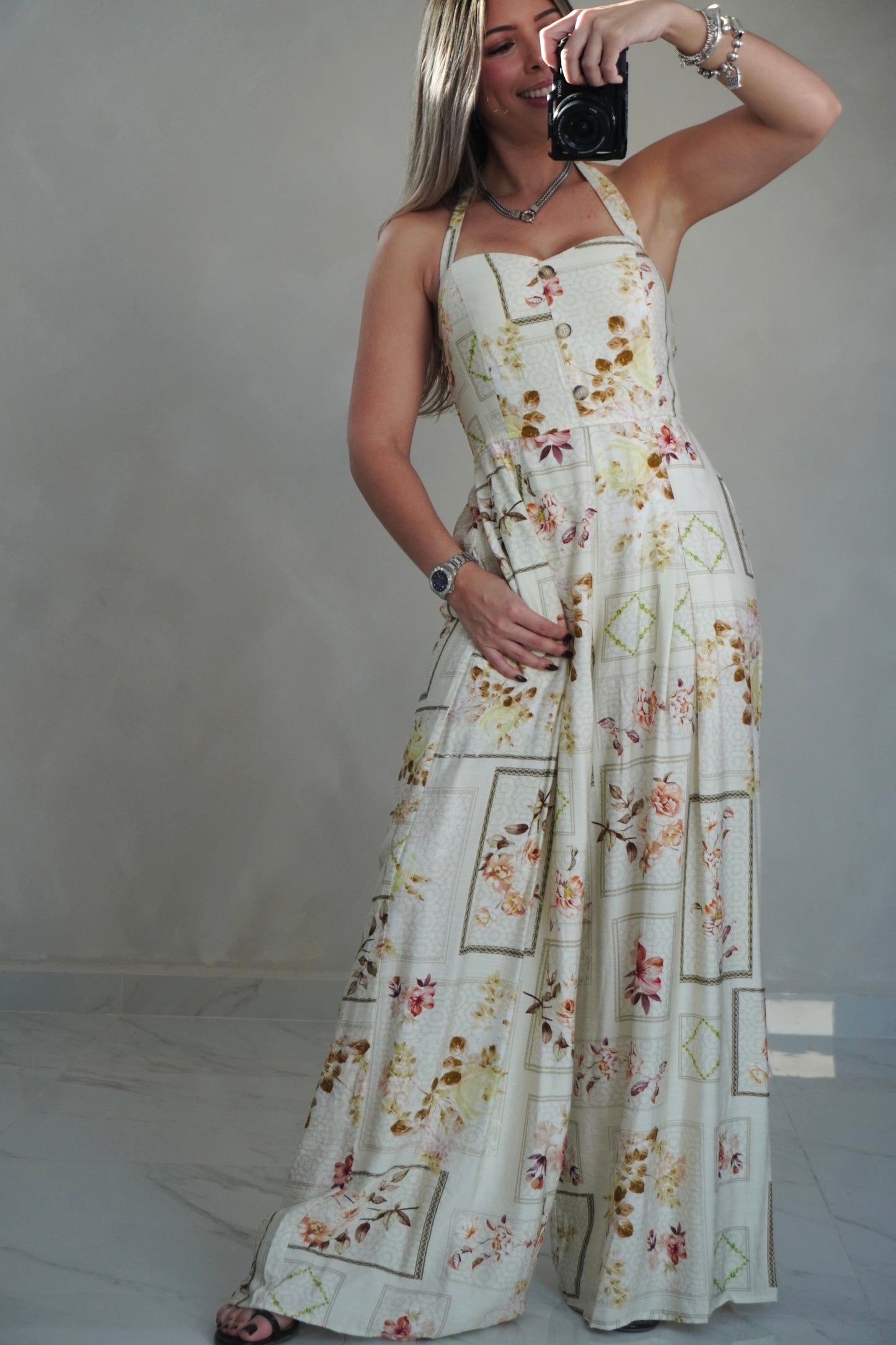 HALTER FLORAL JUMPSUIT