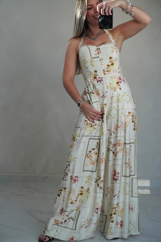 HALTER FLORAL JUMPSUIT