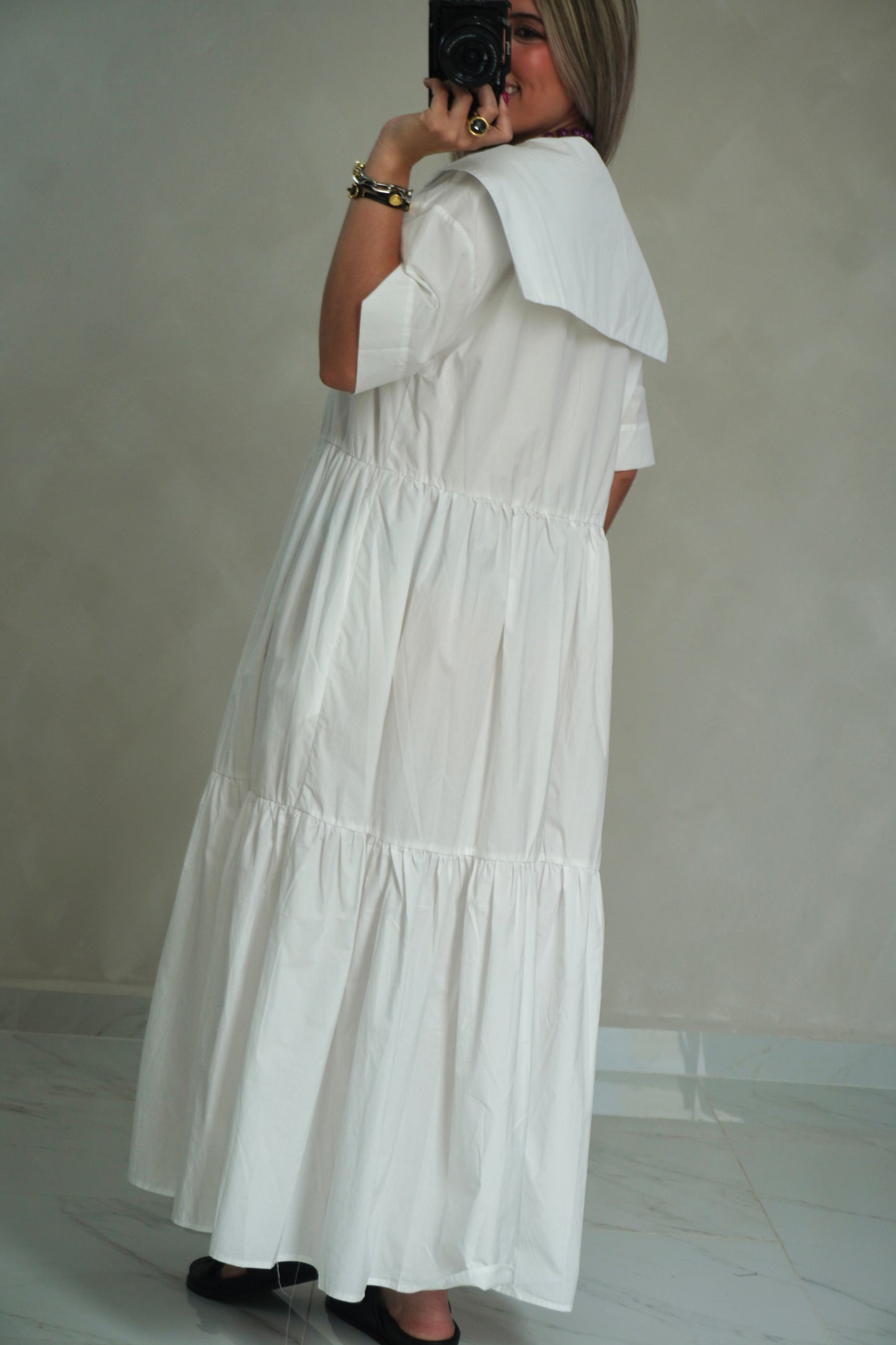 BUTTON DOWN MIDI DRESS