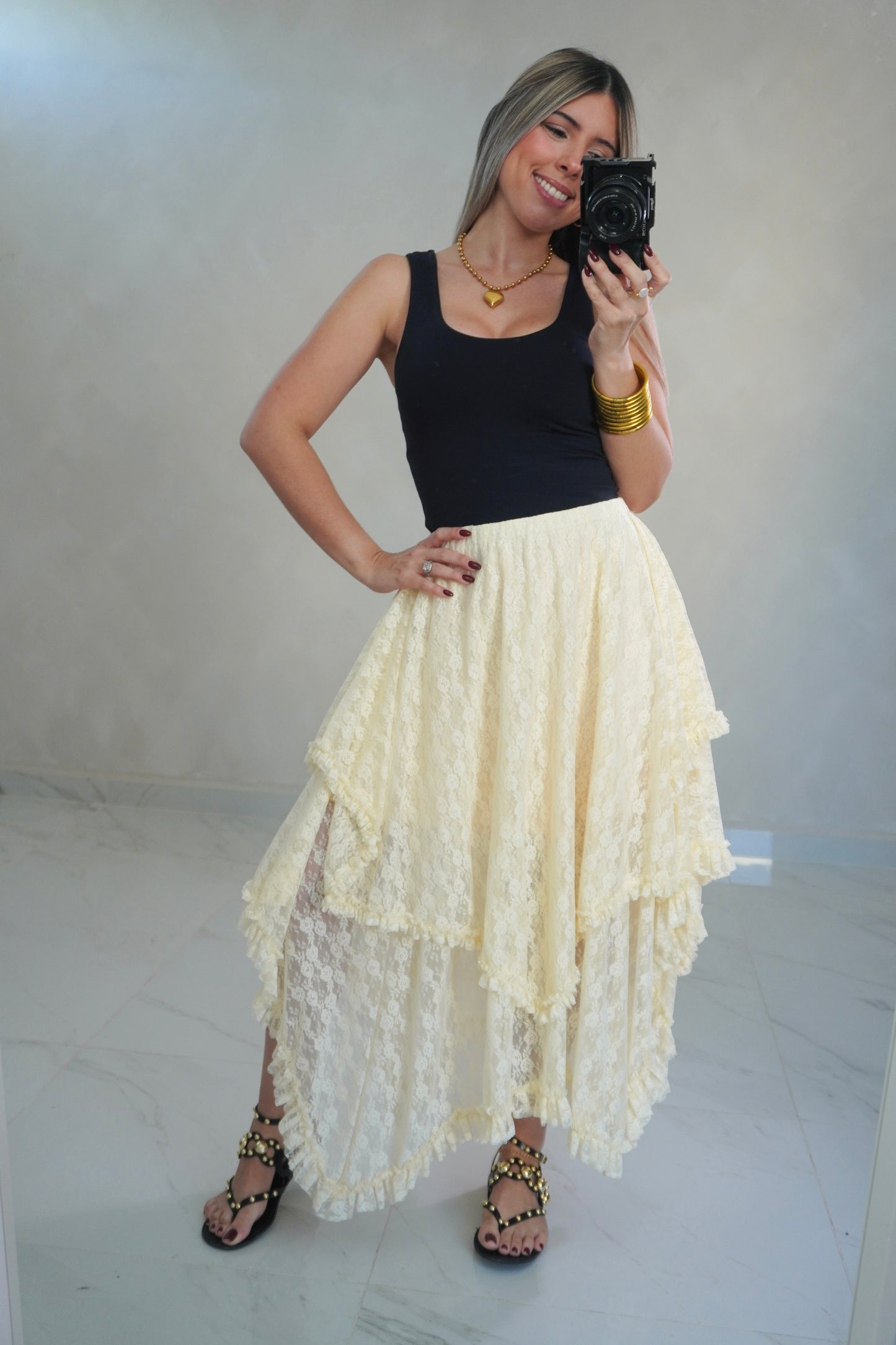 ECRU LACE SKIRT
