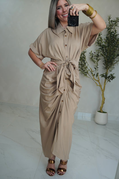 MIDI FRONT TIE DRESS