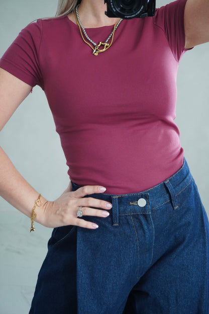 ROUND NECK BASIC TOP - FIG