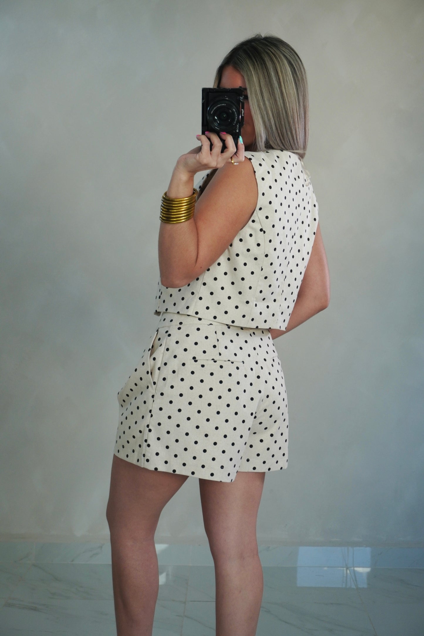LINEN POLKA DOT SET