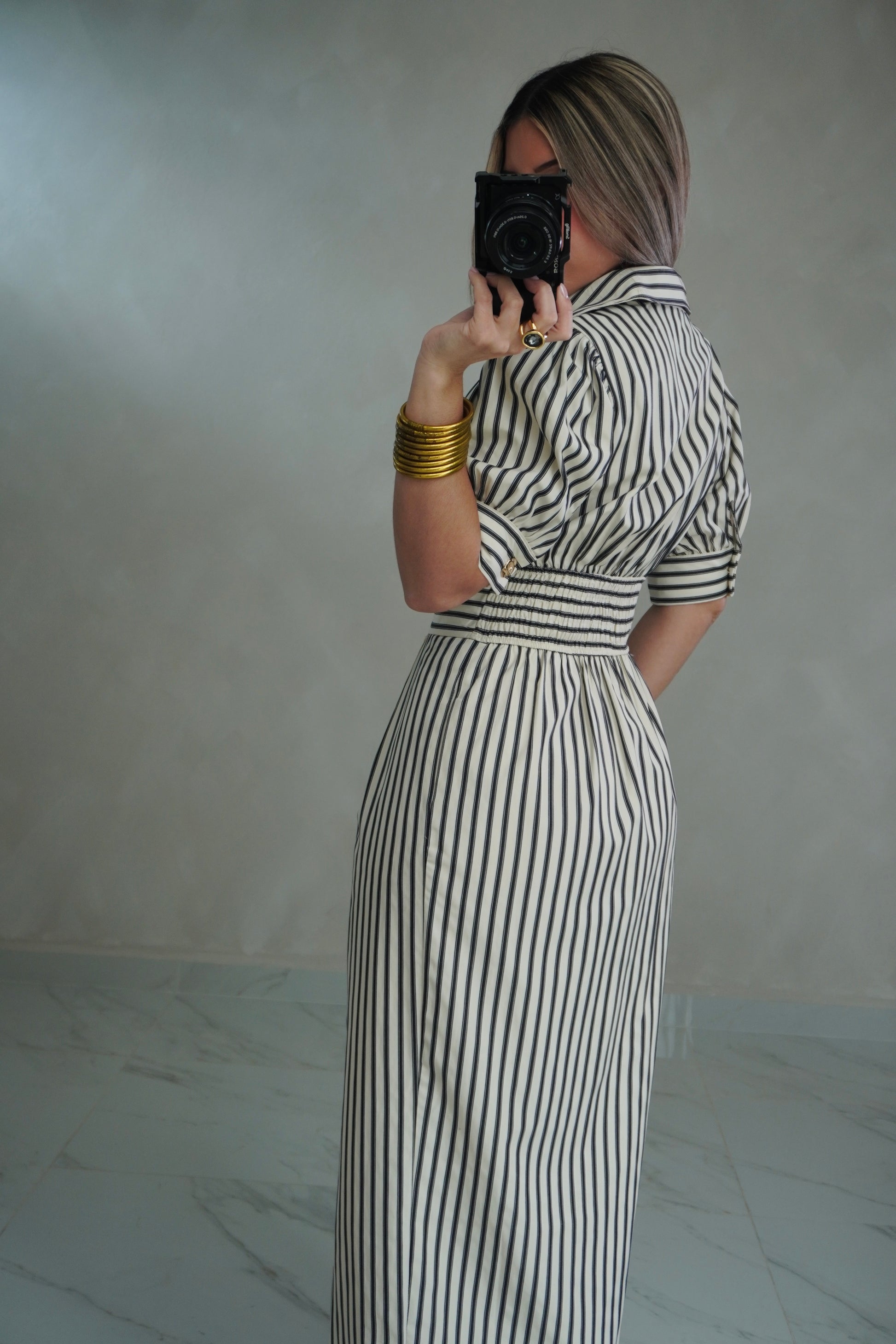 STRIPE SLEEVE MIDI DRESS vanguardiaboutiquepr STRIPE SLEEVE MIDI DRESS vanguardiaboutiquepr