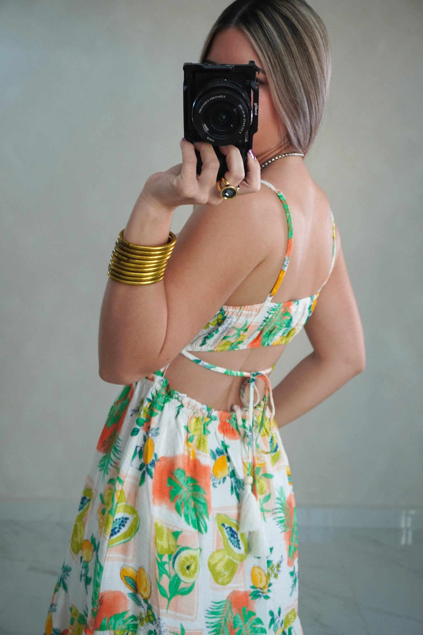 MULTI GREEN CUT OUT DRESS