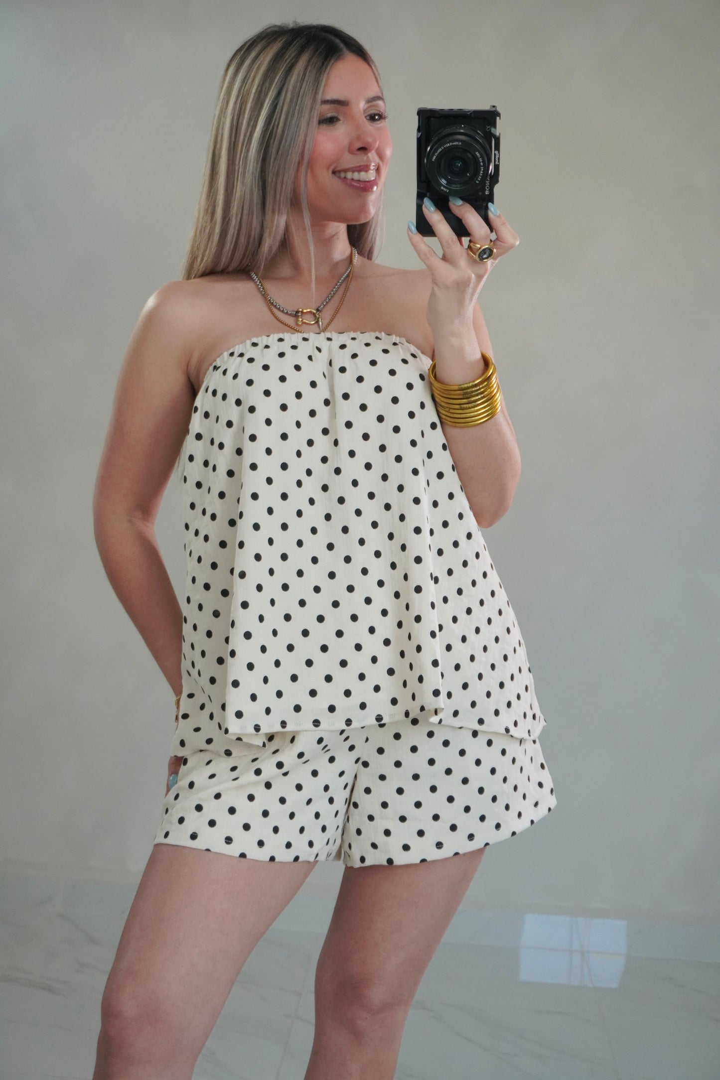 POLKA DOT TUBE TOP & SHORT SET