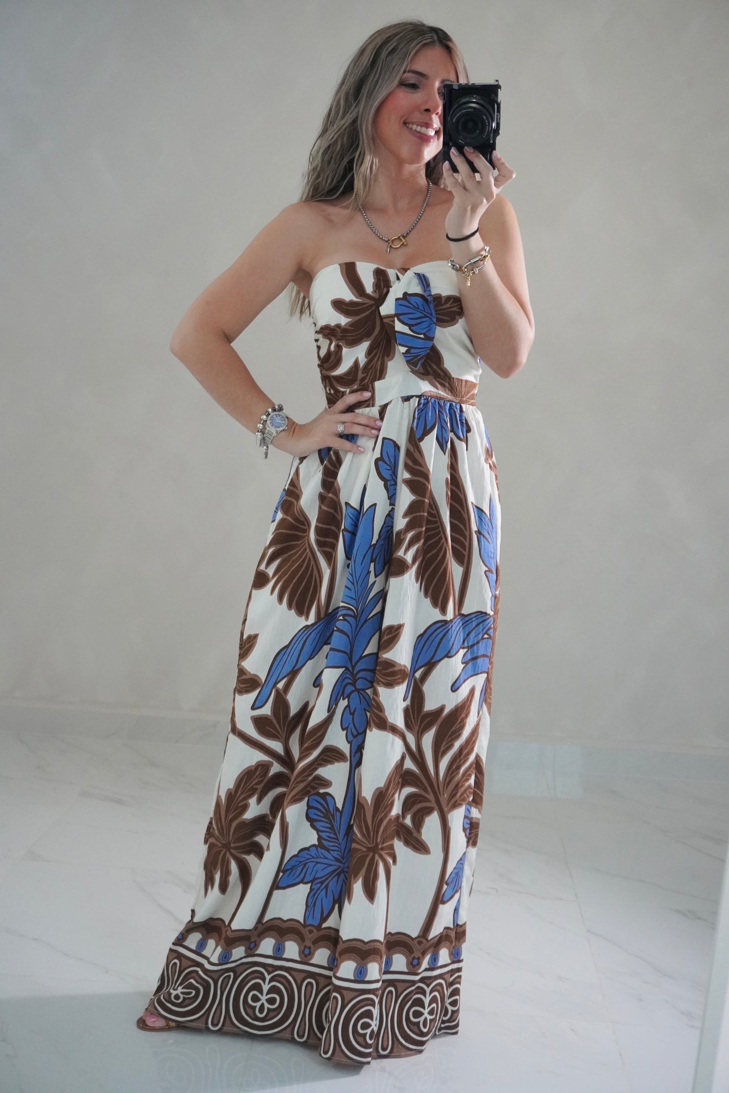 TIE FRONT BROWN JUMPSUIT