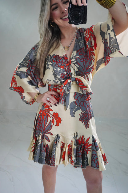 KIMONO SLEEVE MINI DRESS