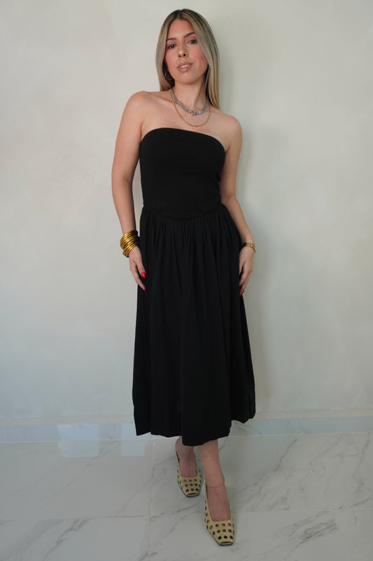STRAPLESS MIDI DRESS