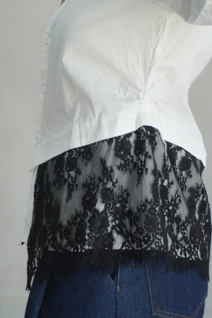 LACE BUTTON DOWN SHIRT