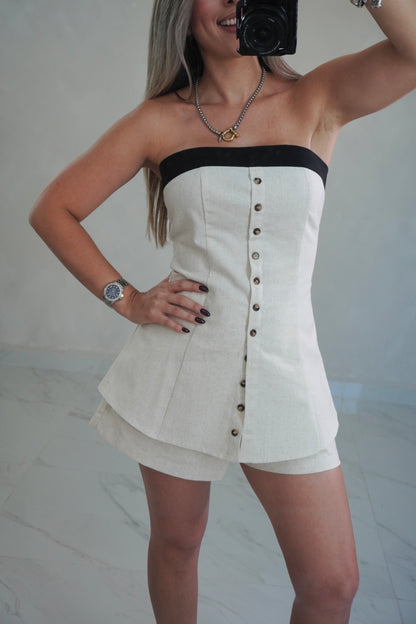 STRAPLESS TOP & SHORT SET