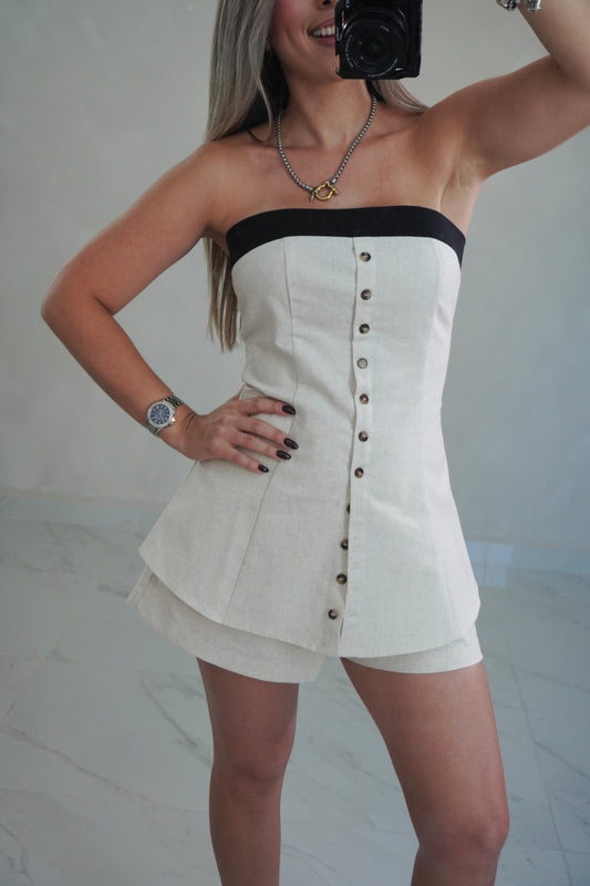 STRAPLESS TOP & SHORT SET