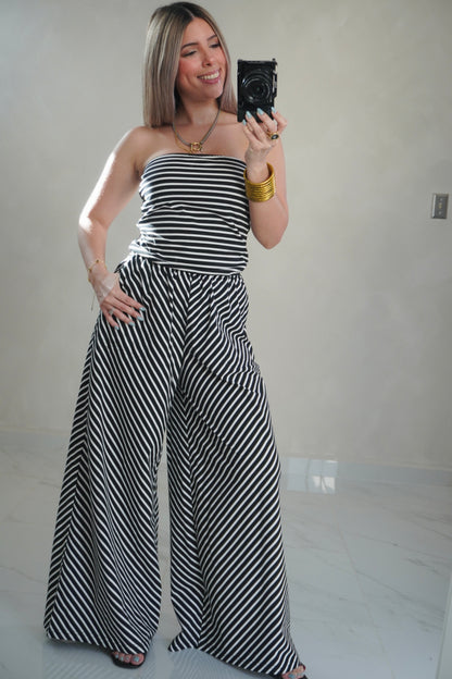 STRIPED KNIT JUMPSUIT