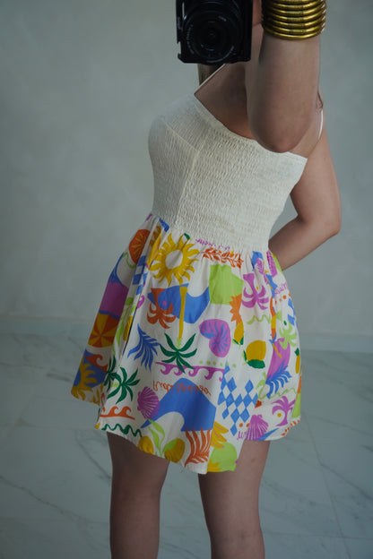 PRINTED SMOCKED ROMPER