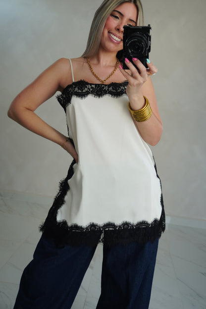 SATIN LACE TOP