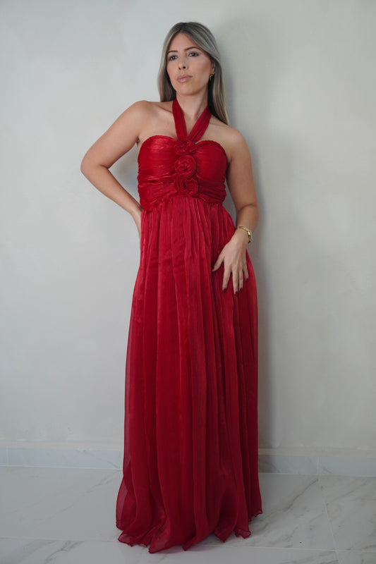 HALTER FLOWER MAXI DRESS