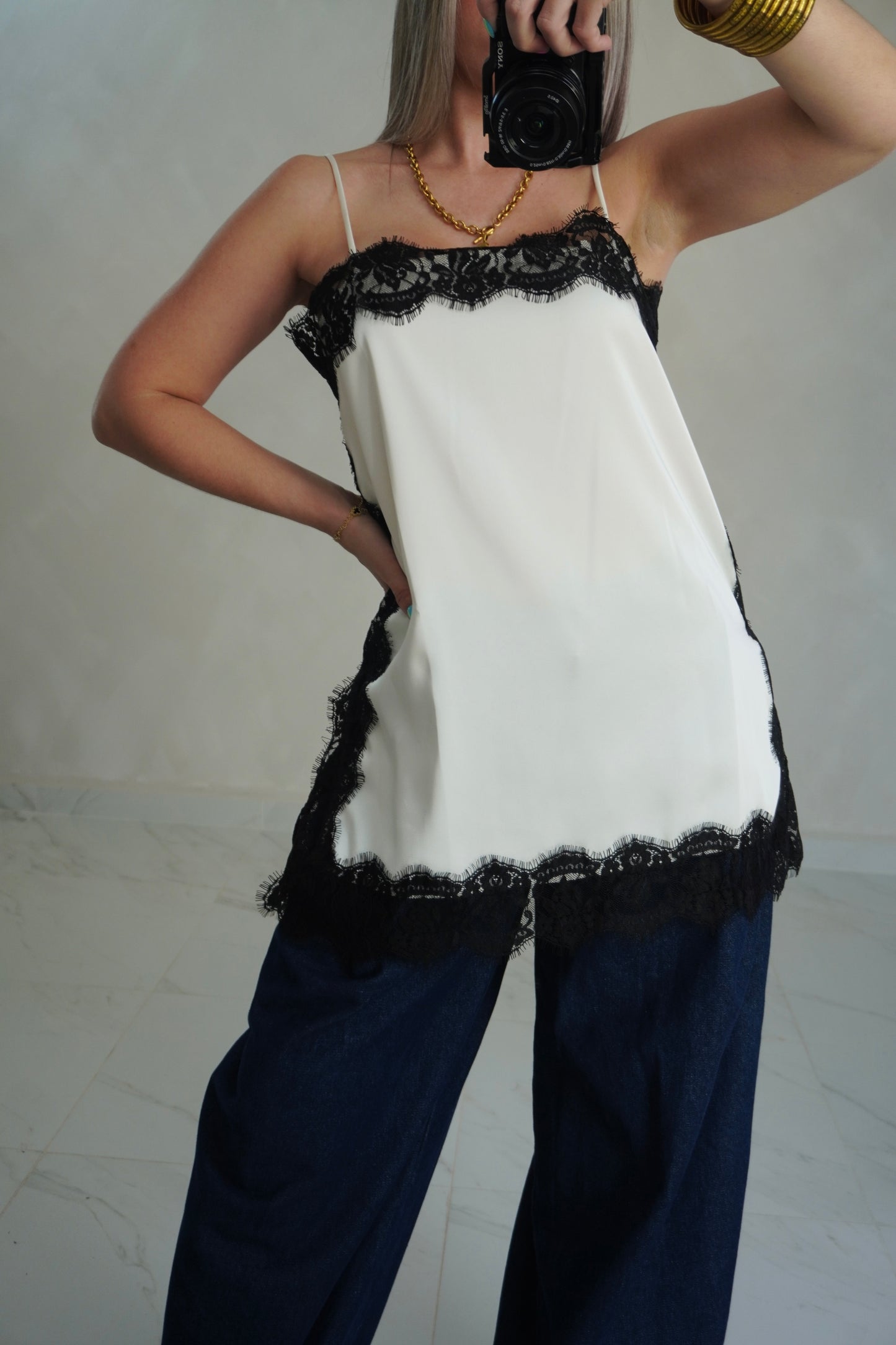 SATIN LACE TOP