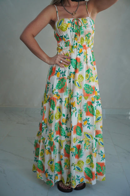 MULTI GREEN CUT OUT DRESS