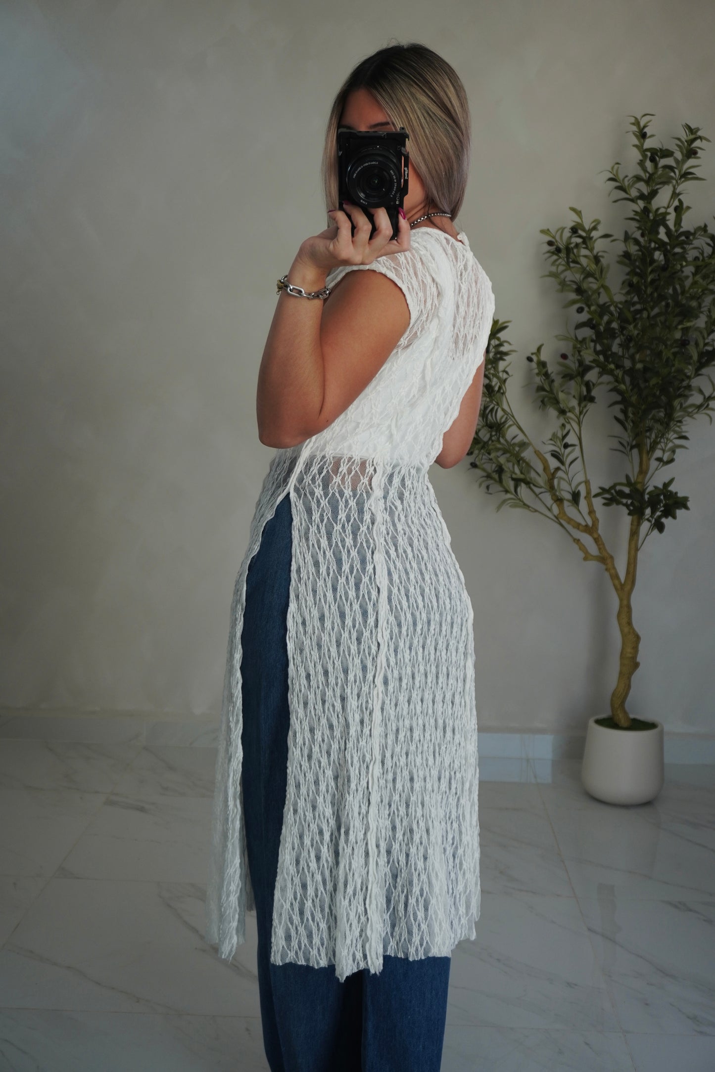SHEER LACE OVERLAY DRESS