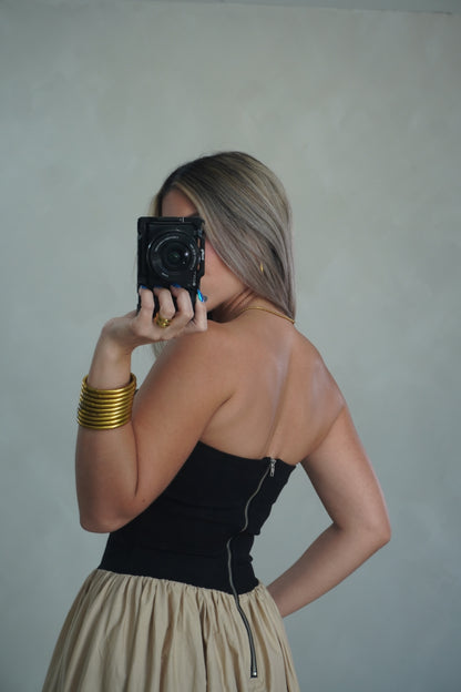 STRAPLESS KNIT MIDI DRESS