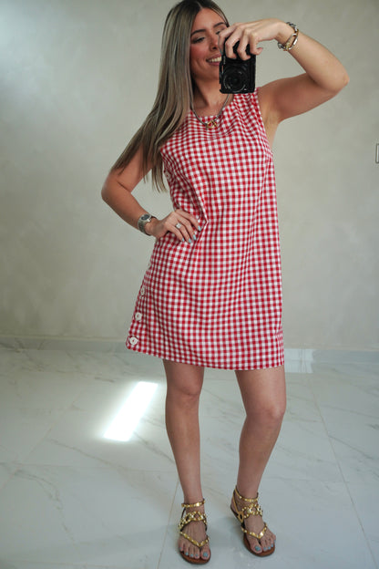 GINGHAM RED DRESS