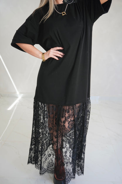 OVERSIZED SHIRT LACE DRESS