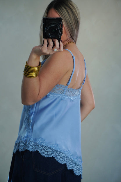 ASYMMETRIC LACE TOP - BLUE