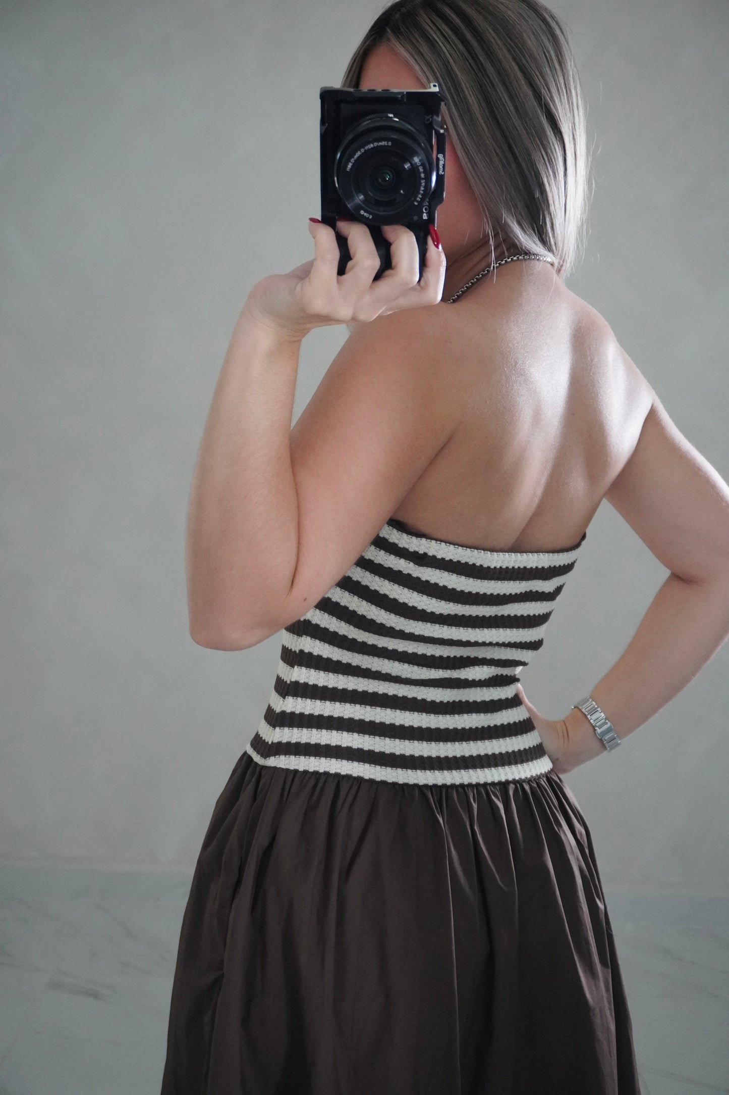 TUBE STRIPED MIDI DRESS